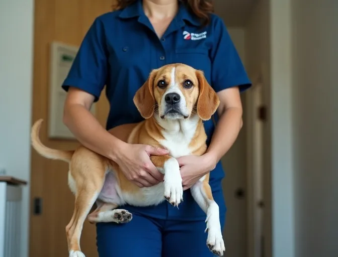 Technician respectfully transporting a deceased dog in Yuroke